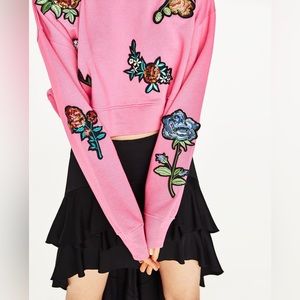 Zara cropped sweatshirt with sequin patches